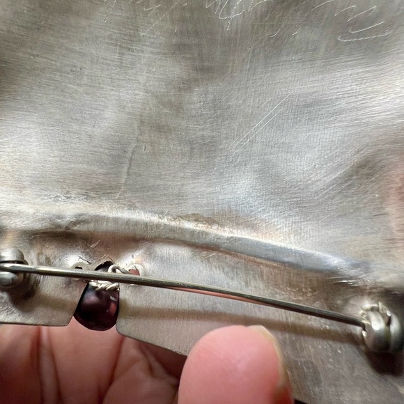 Lynda Fulleryon Bahr Modernist Abstract Sterling silver brooch / Pearl, signed. - Picture 6 of 8